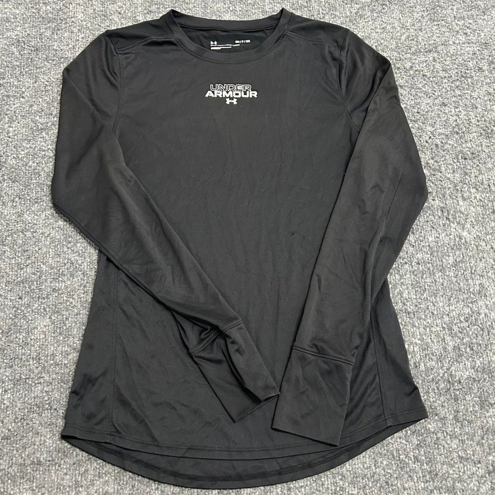 Under Armour Shirt Womens Size Small Black Fitted Long Sleeve Athletic Shirt